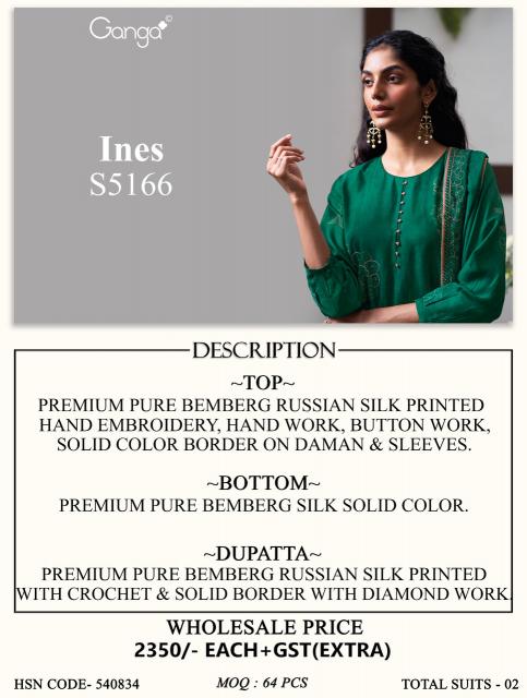Ganga ines 5166 ladies dress material wholesalers in mumbai